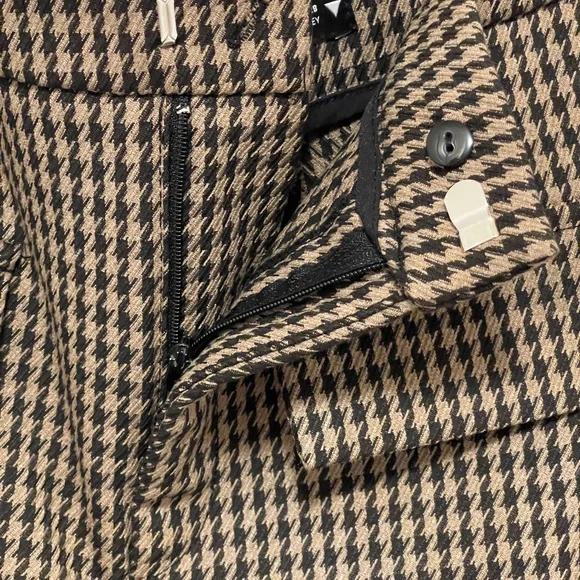 Zara Brown Houndstooth High Waist Tailored Skort Preppy Chic Academia Medium - Picture 5 of 10